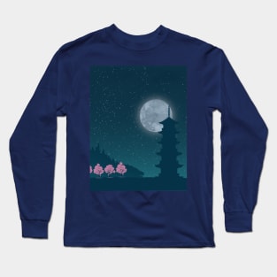 Kaiju Zillla Nightscape in Edo Long Sleeve T-Shirt